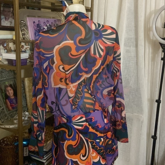 Zara mine dress tied high collar front slit long sleeve. NWOT - Picture 7 of 8